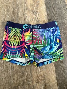 ethika Navy Tropical Leaf Print Boxer Briefs
